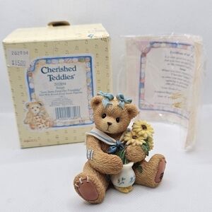 NEW Cherished Teddies SUSAN bloom Summer Figurine flowers bow girl Box 1996 Love